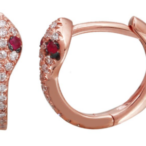 ARRACADA VÍBORA BRILLANTES/RUBIES ORO ROSA 14K 11MM