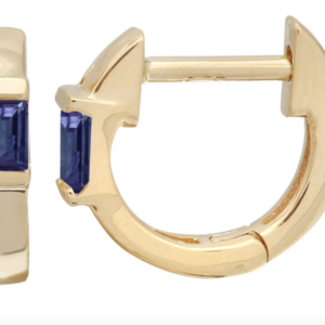 ARETE BAGUETTE ZAFIRO ORO AMARILLO 14K