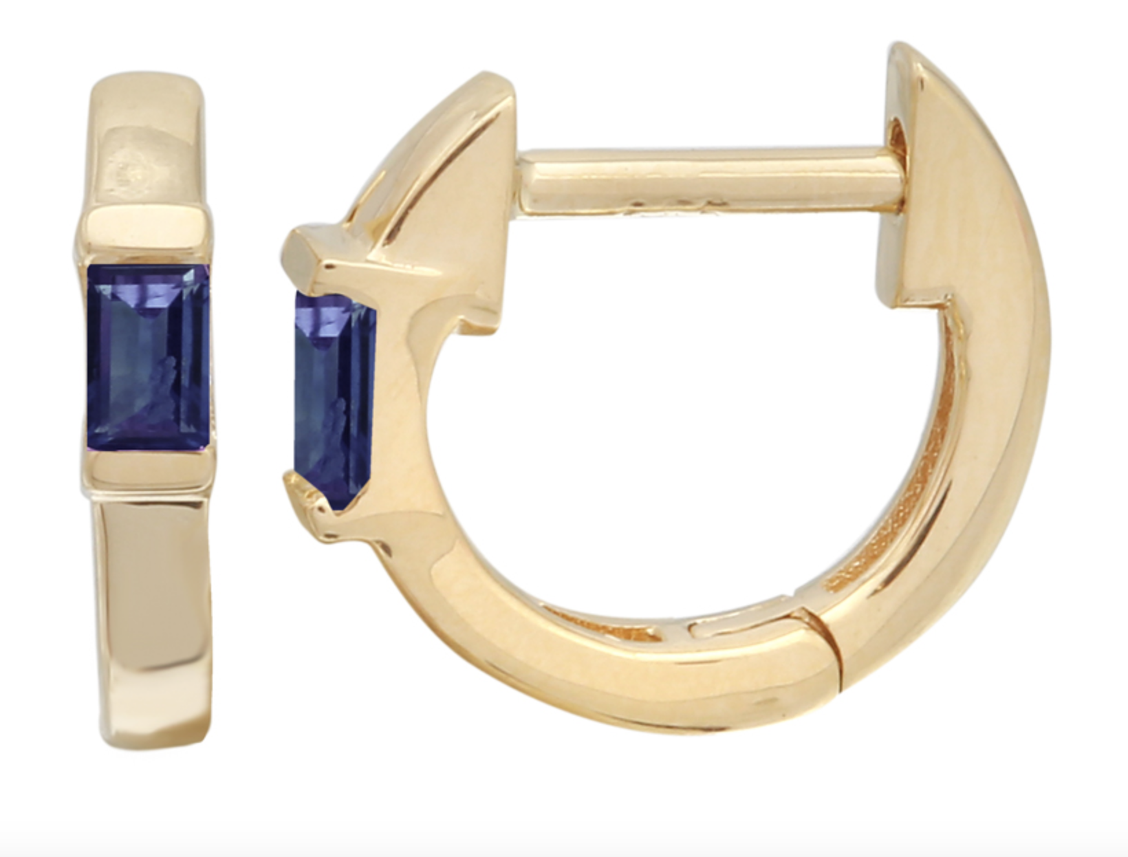 ARETE BAGUETTE ZAFIRO ORO AMARILLO 14K