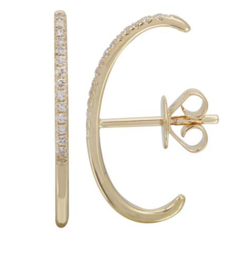 ARETE LARGO CON BRILLANTES A LA MITAD ORO AMARILLO 14K