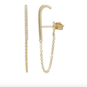 ARETE LARGO CON BRILLANTES Y CADENA ORO AMARILLO 14K