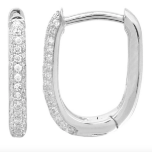 PAR DE ARRACADAS CUADRADAS CHICAS BRILLANTES ORO BLANCO 14K  15MM