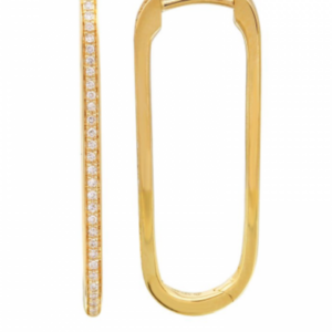 PAR DE ARRACADAS CUADRADAS GRANDES BRILLANTES ORO AMARILLO 14K