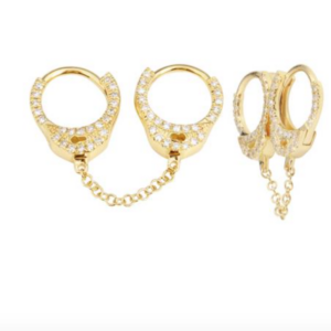 ARRACADAS ESPOSAS CADENA CORTA BRILLANTES Y ORO AMARILLO 14K