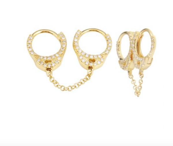ARRACADAS ESPOSAS CADENA CORTA BRILLANTES Y ORO AMARILLO 14K