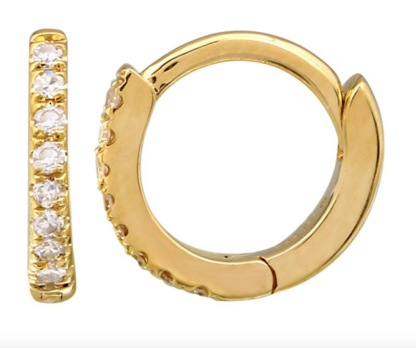 ARRACADA MINI CON BRILLANTES ORO AMARILLO 14K 8MM