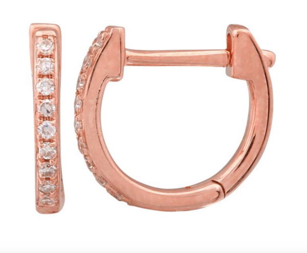 ARRACADA BRILLANTES (RECTA) ORO ROSADO 14K 9MM