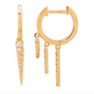 ARRACADA CHARMS 3 PICOS BRILLANTES ORO AMARILLO 14K