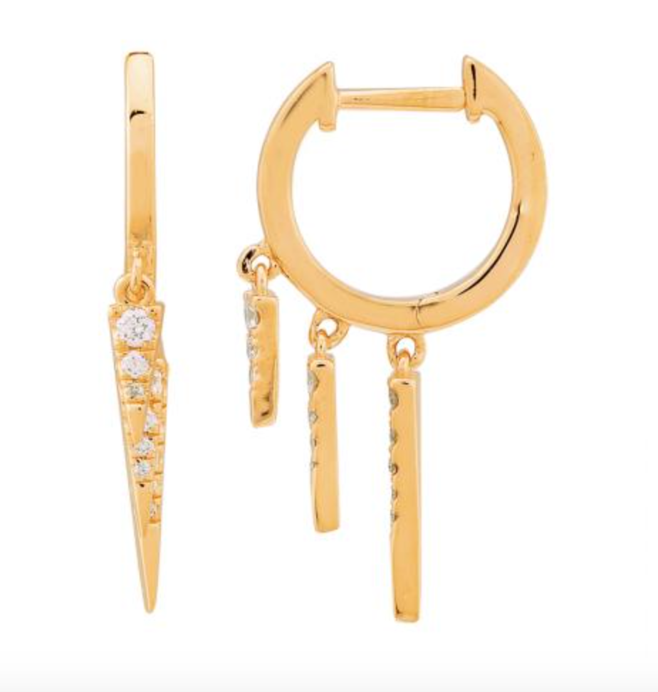 ARRACADA CHARMS 3 PICOS BRILLANTES ORO AMARILLO 14K