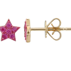 ARETE ESTRELLA ZAFIROS ROSAS, RODIO Y ORO AMARILLO 14K