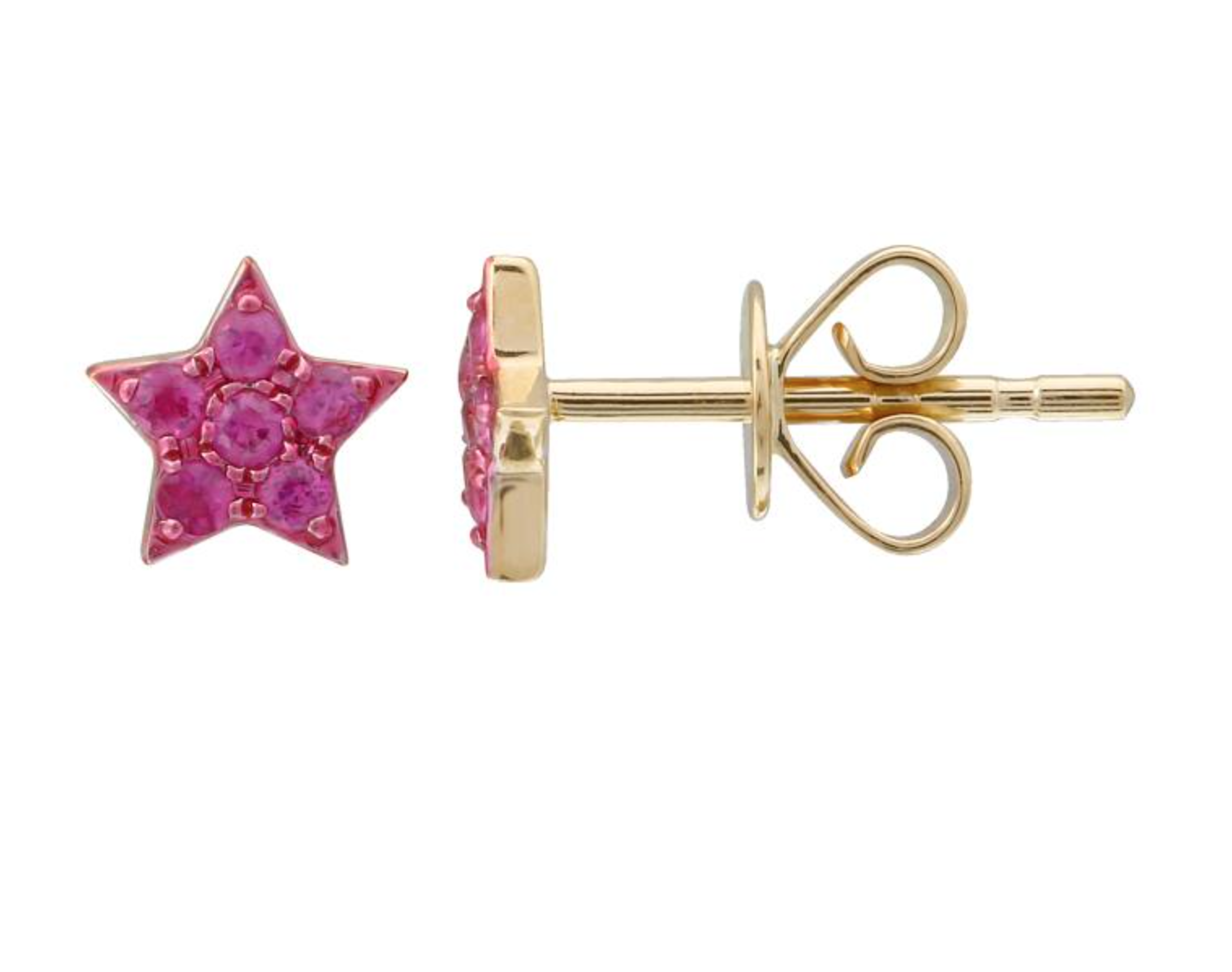 ARETE ESTRELLA ZAFIROS ROSAS, RODIO Y ORO AMARILLO 14K