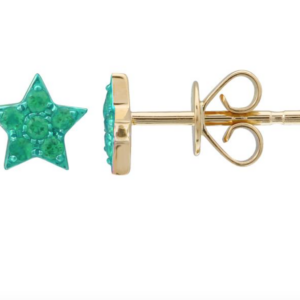 ARETE ESTRELLA ESMERALDAS, RODIO Y ORO AMARILLO 14K
