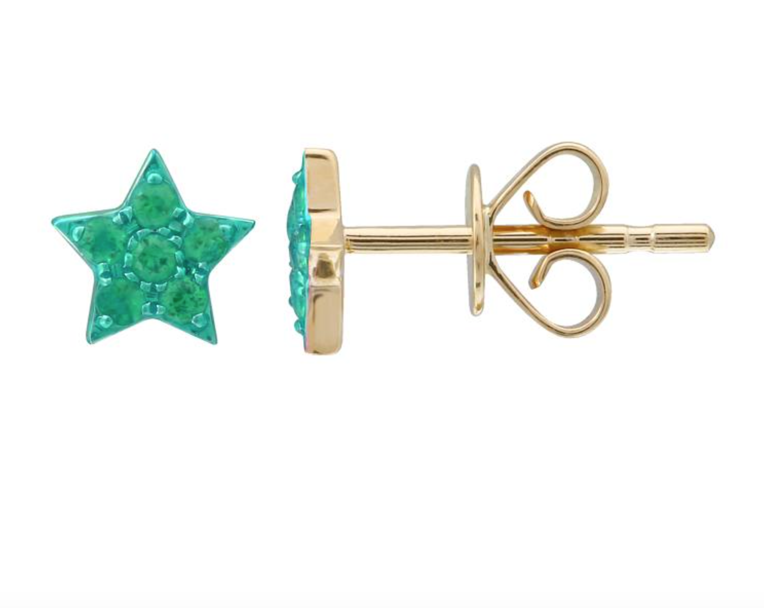 ARETE ESTRELLA ESMERALDAS, RODIO Y ORO AMARILLO 14K