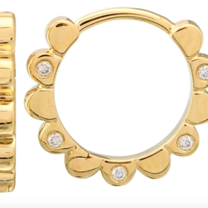 ARRACADA CON CORTES REDONDOS BRILLANTES INTERCALADOS ORO AMARILLO 14K