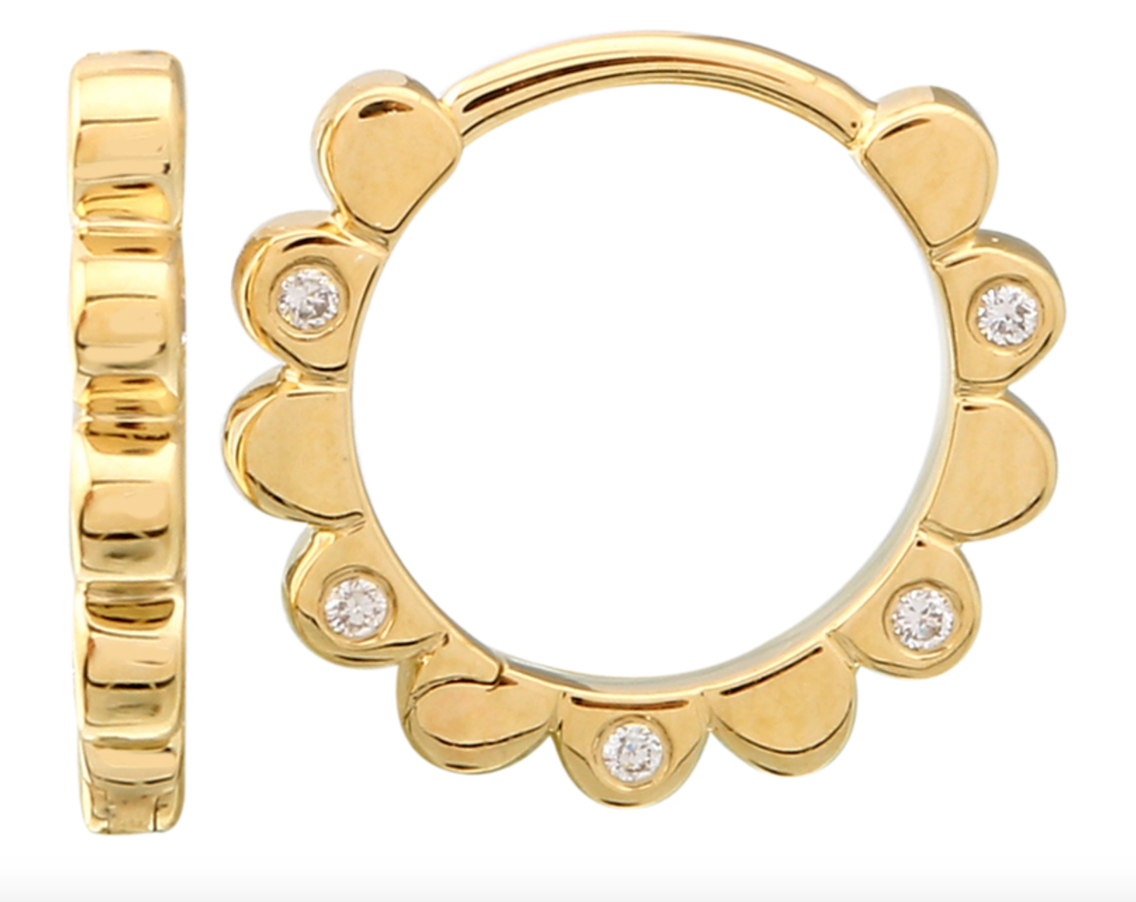 ARRACADA CON CORTES REDONDOS BRILLANTES INTERCALADOS ORO AMARILLO 14K