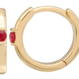 ARRACADA LISA RUBI REDONDO CENTRAL ORO AMARILLO 14K