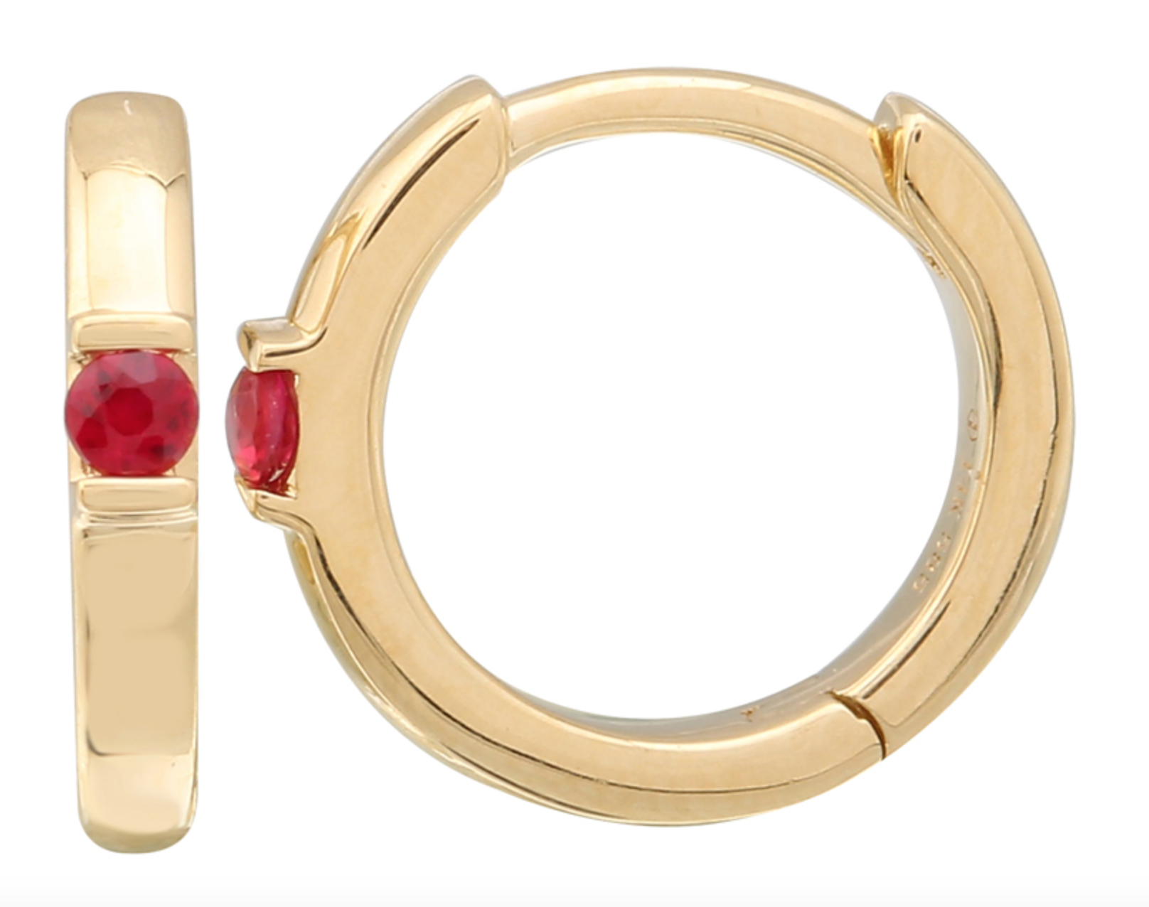 ARRACADA LISA RUBI REDONDO CENTRAL ORO AMARILLO 14K