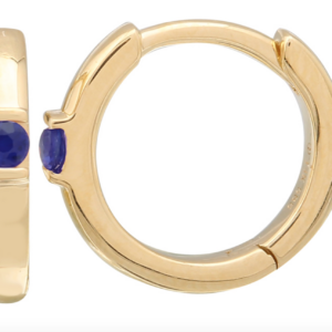 ARRACADA LISA ZAFIRO REDONDO CENTRAL ORO AMARILLO 14K