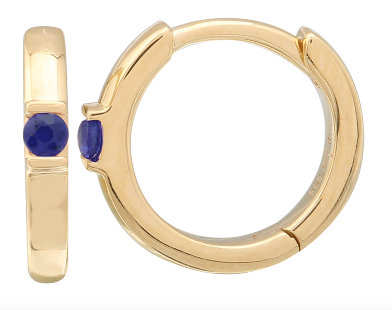 ARRACADA LISA ZAFIRO REDONDO CENTRAL ORO AMARILLO 14K