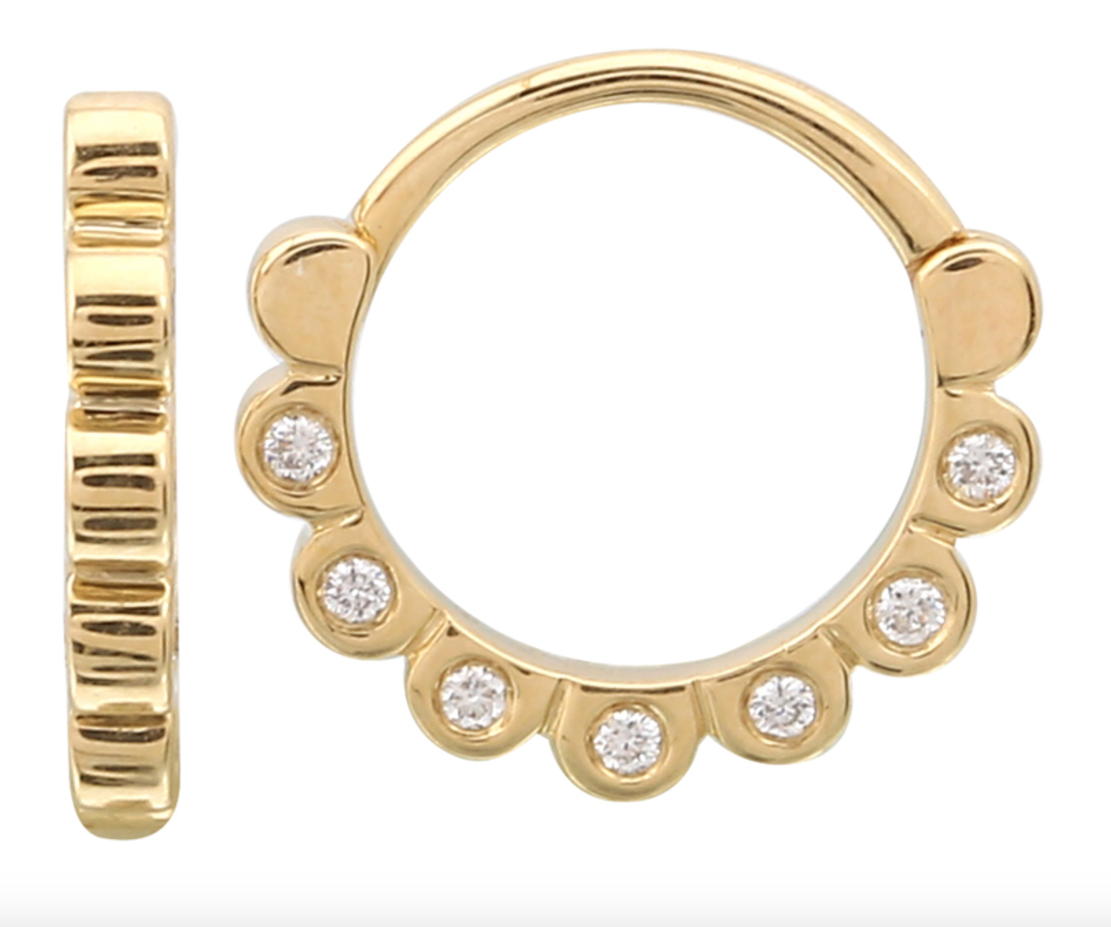 ARRACADA CON CORTES REDONDOS BRILLANTES  ORO AMARILLO 14K