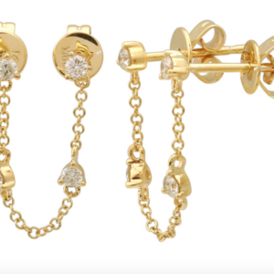 ARETE DOBLE CUATRO BRILLANTES CON CADENA