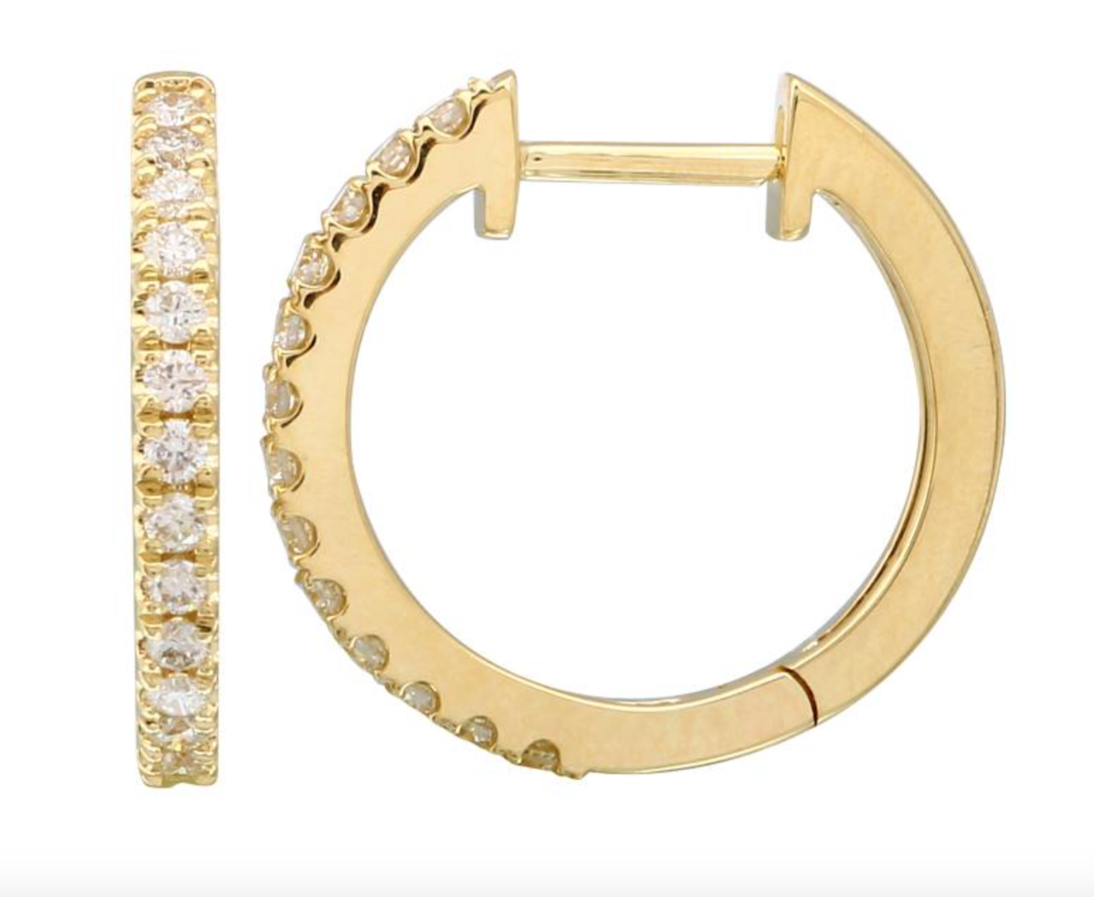 PAR DE ARRACADAS (HOOPS) BRILLANTES ORO AMARILLO 14K (.26 PUNTOS)