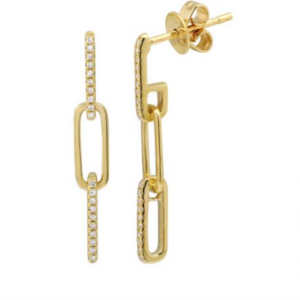 ARETE CLIP LARGO BRILLANTES ORO AMARILLO 14K