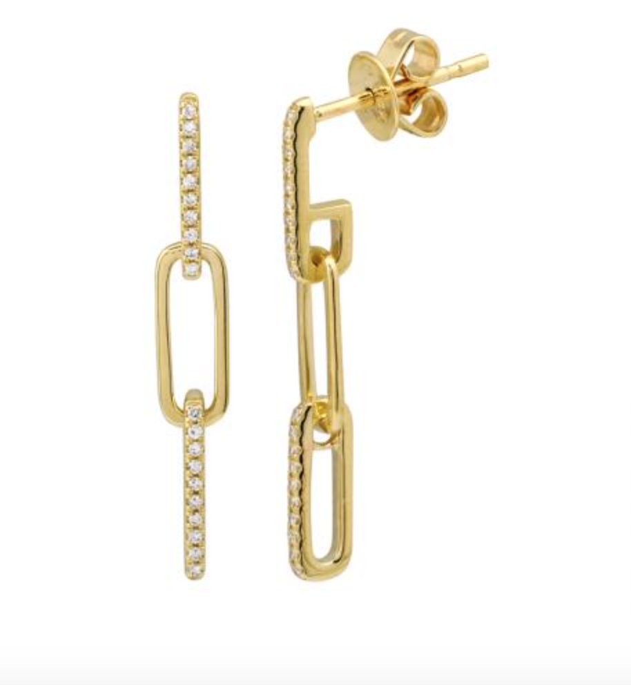 ARETE CLIP LARGO BRILLANTES ORO AMARILLO 14K