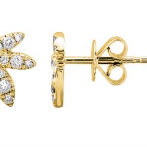 ARETE FLOR DE LOTO BRILLANTES ORO AMARILLO 14K