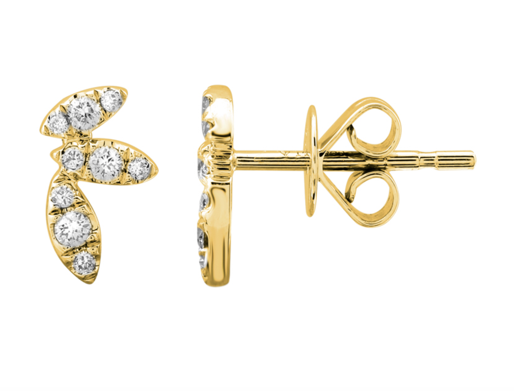 ARETE FLOR DE LOTO BRILLANTES ORO AMARILLO 14K