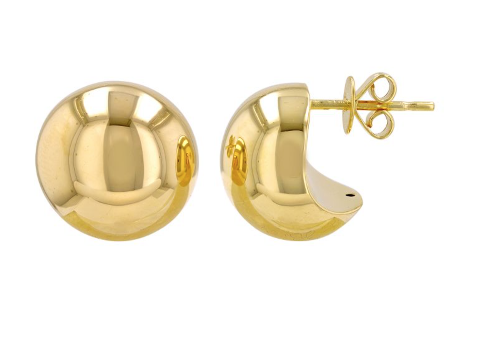 PAR DE ARETES GLOBO REDONDOS ORO AMARILLO 14K