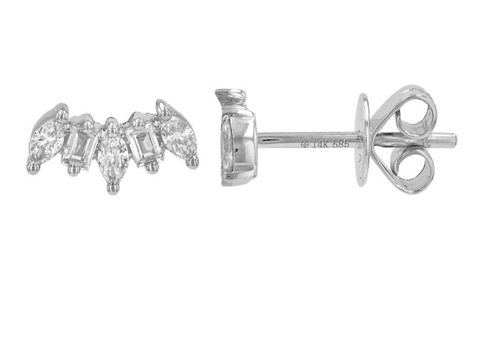 ARETE LARGO DIAMANTES MARQUISE ORO BLANCO 14K