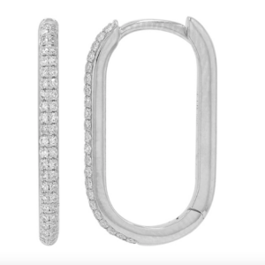 PAR DE ARRACADAS BRILLANTES Y ORO BLANCO DE 14K 19MM