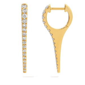 PAR DE ARETES PICO LARGO BRILLANTES  Y ORO AMARILLO 14K (28MML)