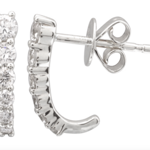 PAR DE ARETES CAGE UNA HILERA DE BRILLANTES ORO BLANCO 14K