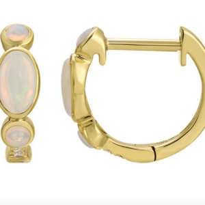 PAR DE ARRACADAS OPALO OVALADOS Y REDONDOS ORO AMARILLO 14K