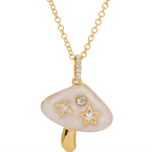 COLLAR HONGO CONCHA NACAR BRILLANTES Y ORO AMARILLO 14K