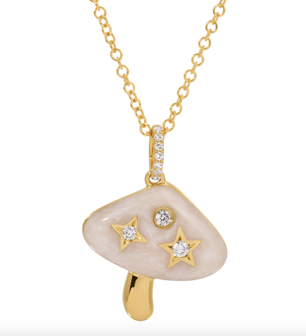COLLAR HONGO CONCHA NACAR BRILLANTES Y ORO AMARILLO 14K