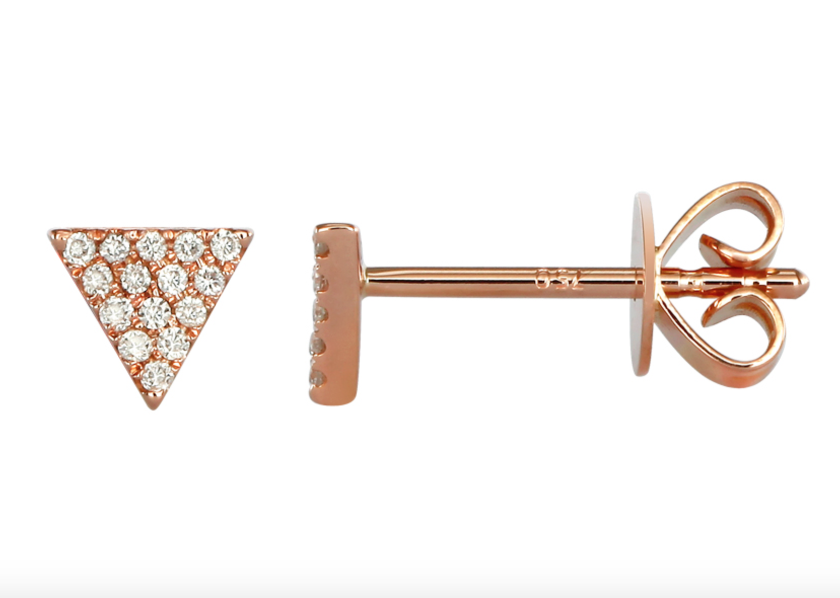 ARETE TRIANGULO BRILLANTES ORO ROSA 14K