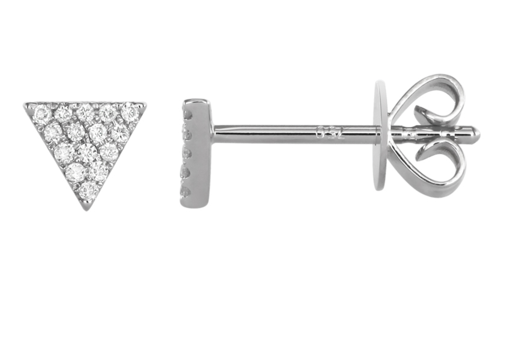 ARETE TRIANGULO BRILLANTES ORO BLANCO 14K