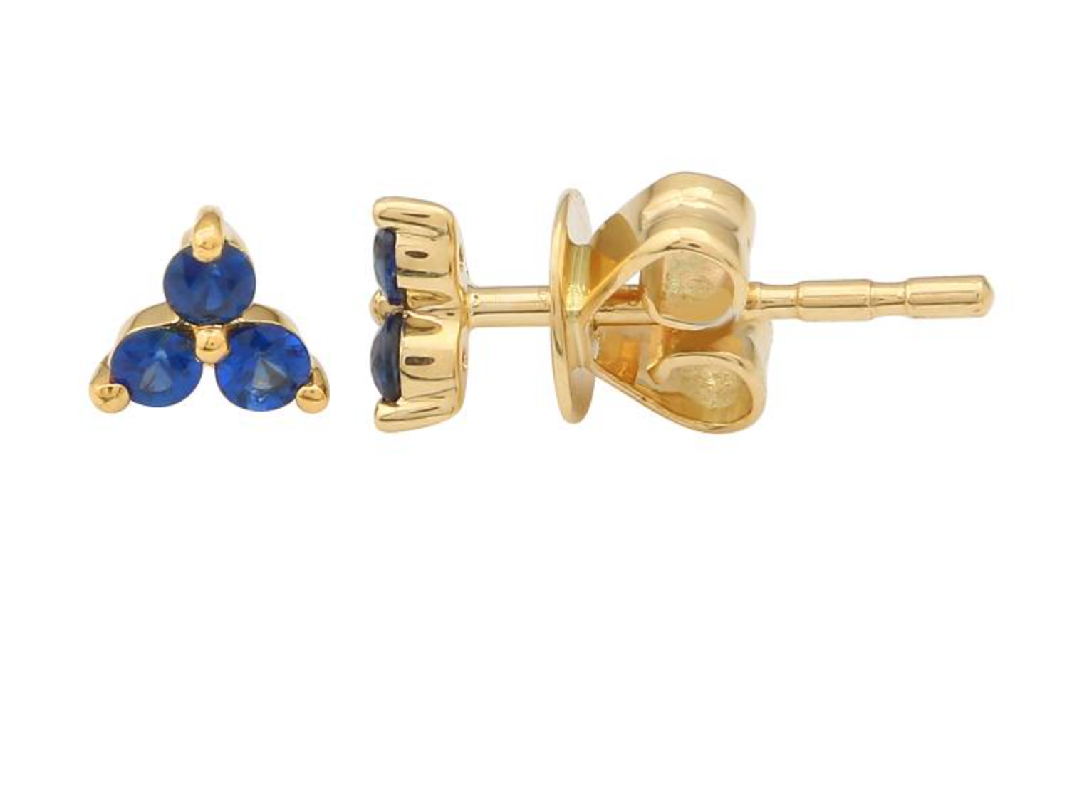 ARETE TRES ZAFIROS ORO AMARILLO 14K