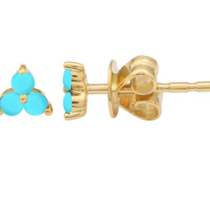 ARETE TRES TURQUESAS ORO AMARILLO 14K