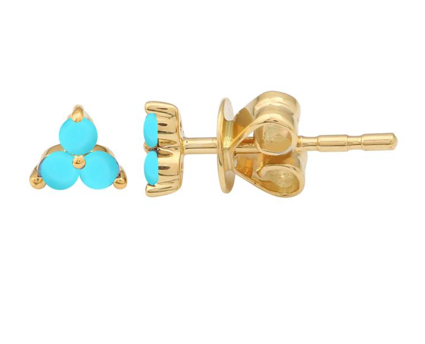 ARETE TRES TURQUESAS ORO AMARILLO 14K