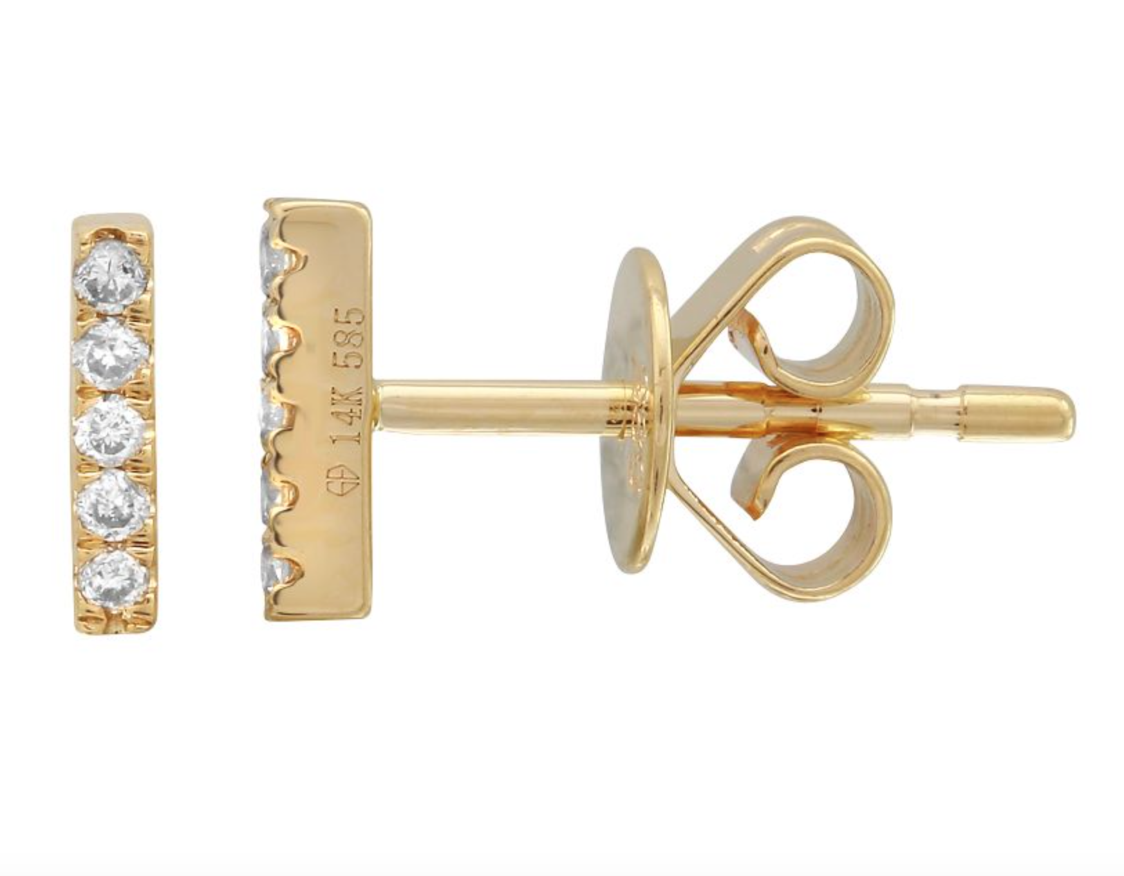 ARETE BARRA 5 BRILLANTES ORO AMARILLO 14K
