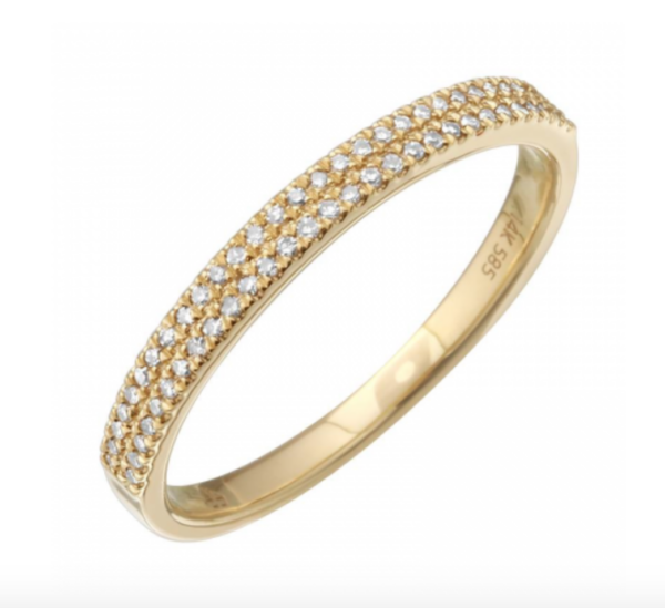 ANILLO PINKY DOBLE BRILLANTES ORO AMARILLO 14K