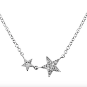 COLLAR DOS ESTRELLAS BRILLANTES ORO BLANCO 14K