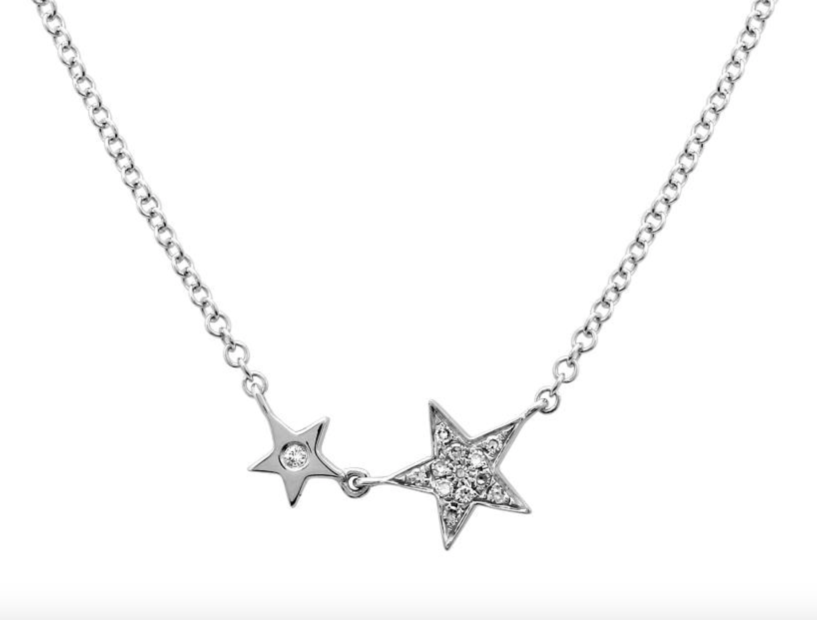 COLLAR DOS ESTRELLAS BRILLANTES ORO BLANCO 14K