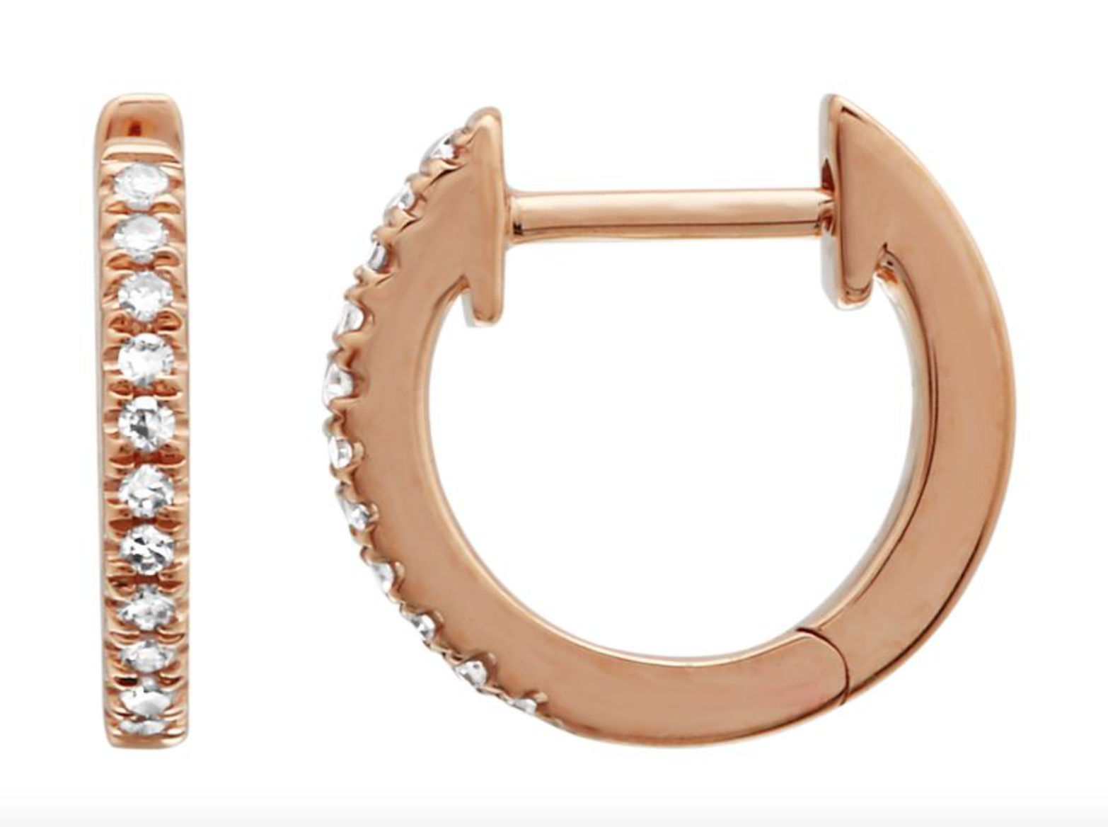 ARRACADA SENCILLAS BRILLANTES ORO ROSADO 14K 10MM