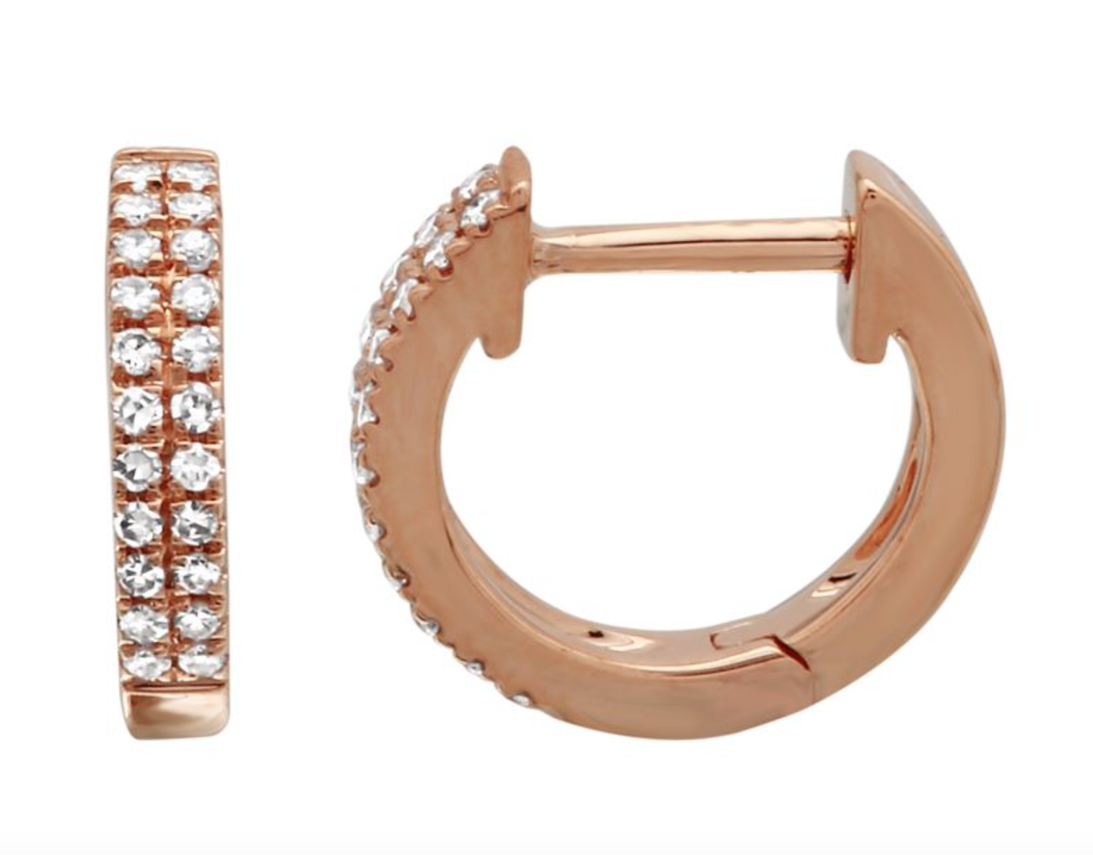 ARRACADA DOBLE BRILLANTES ORO ROSA 14K 10MM