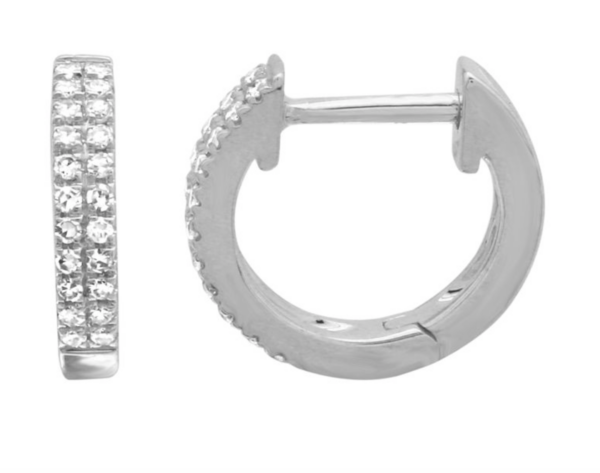 ARRACADA DOBLE BRILLANTES ORO BLANCO 14K 10MM